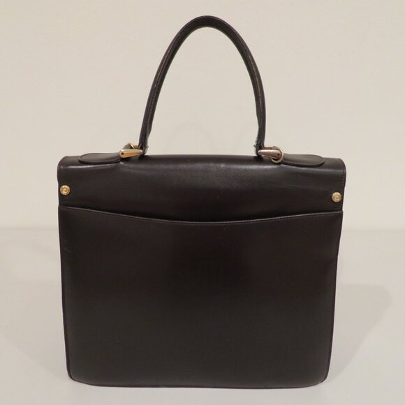 Vintage Handheld Satchel Wilkes Bashford Dark Brown Leather Purse Bag Top Handle - Picture 6 of 16